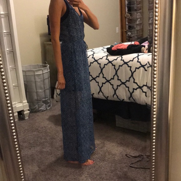 Abercrombie and Fitch Blue Patterned Chiffon Maxi - Picture 3 of 4